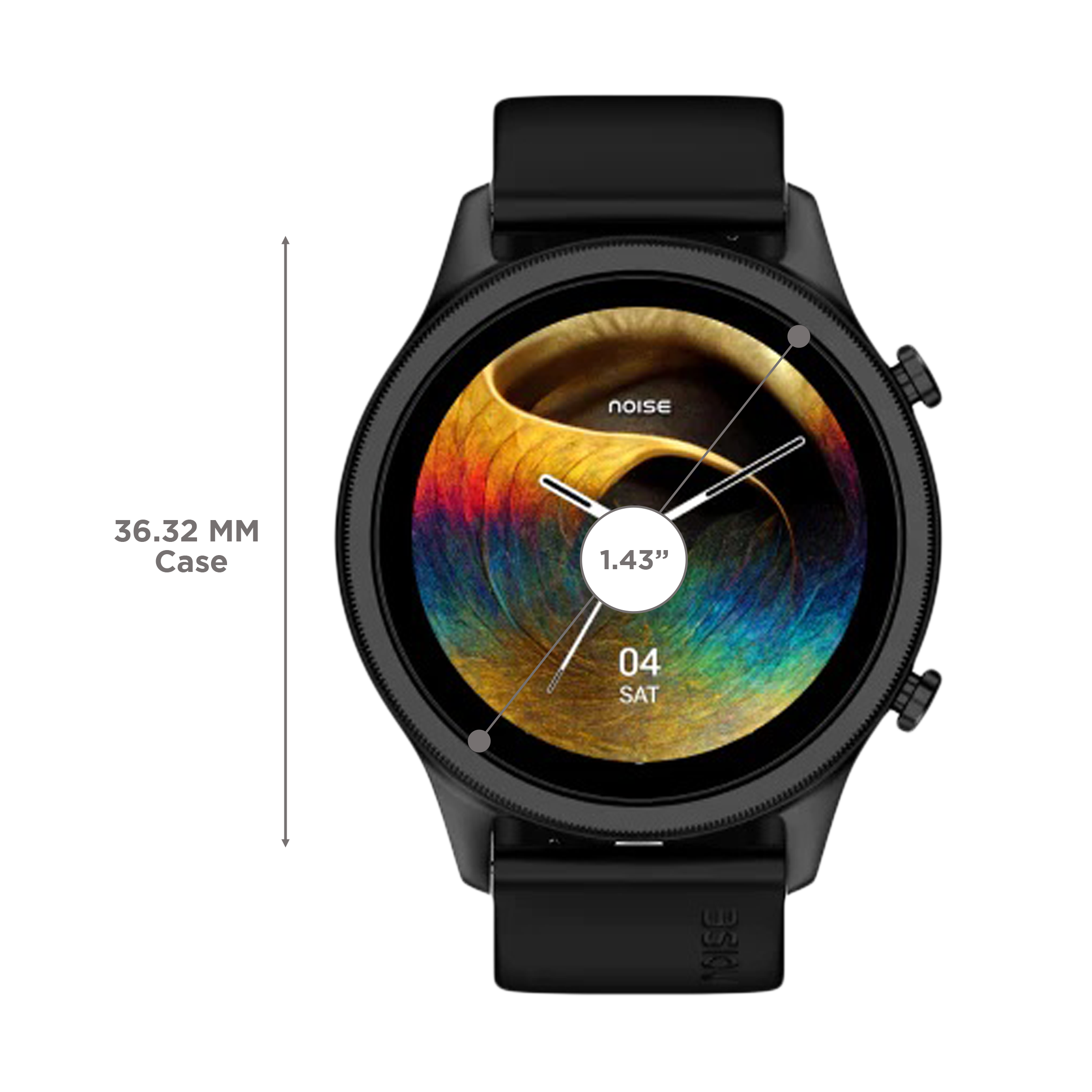 noise NoiseFit Evolve 3 Smartwatch with Bluetooth Calling 36.32mm AMOLED Display IP68 Water Resistant Carbon Black Strap